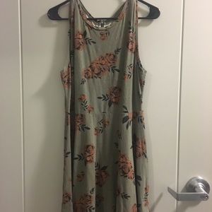 Green floral skater dress